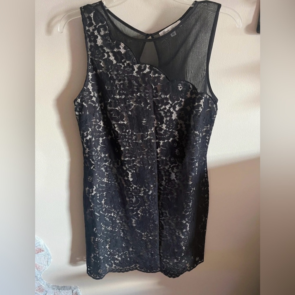 Black Lace Sheath Dress with Illusion Neckline